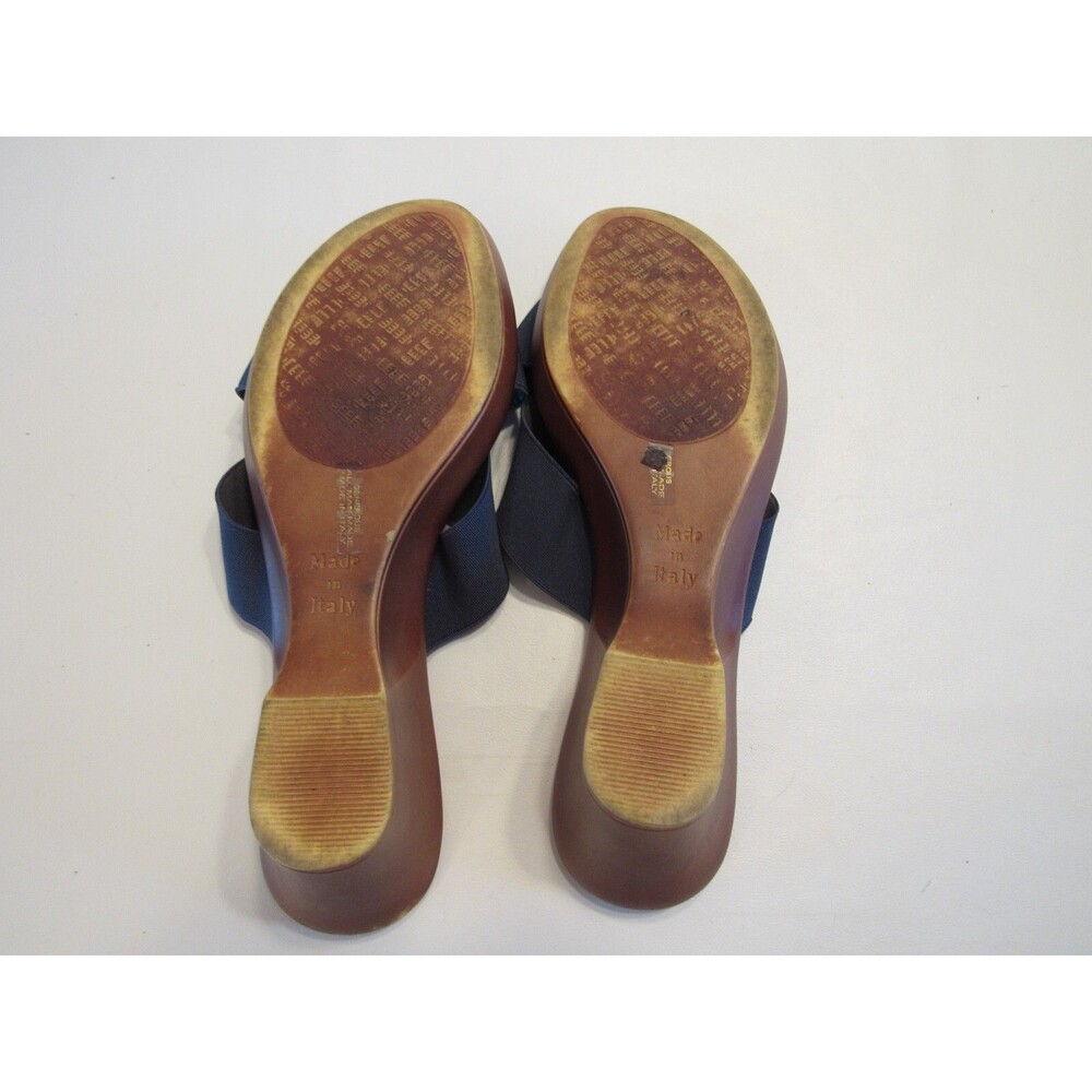 Italian Shoemakers Blue Cross Strap Slip On OpenToe Sandals with Beading 8.5 - Picture 8 of 13